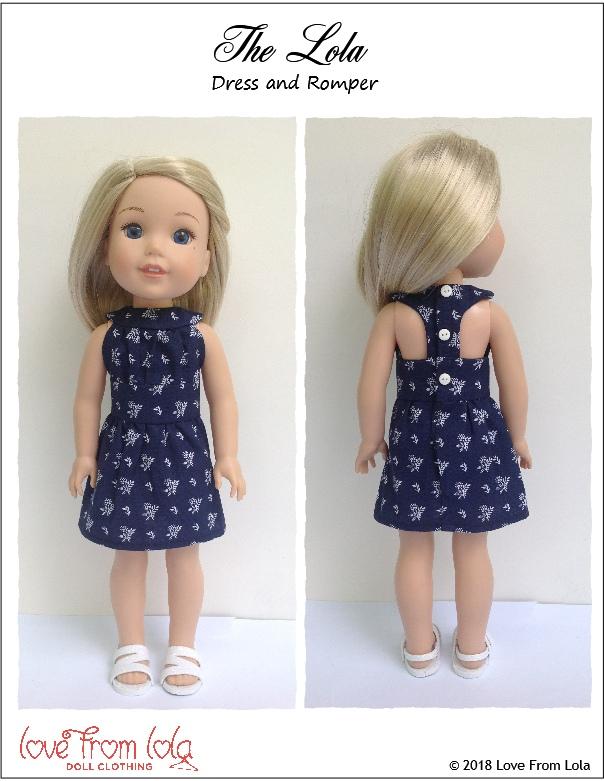 Love From Lola WellieWishers The Lola Dress and Romper 14-14.5" Doll Clothes Pattern Pixie Faire