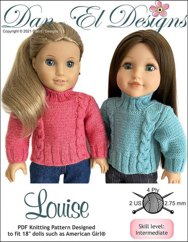 Dan-El Designs Knitting Louise 18" Doll Knitting Pattern Pixie Faire