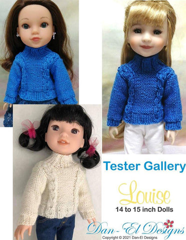 Dan-El Designs WellieWishers Louise 14.5" Doll Knitting Pattern Pixie Faire