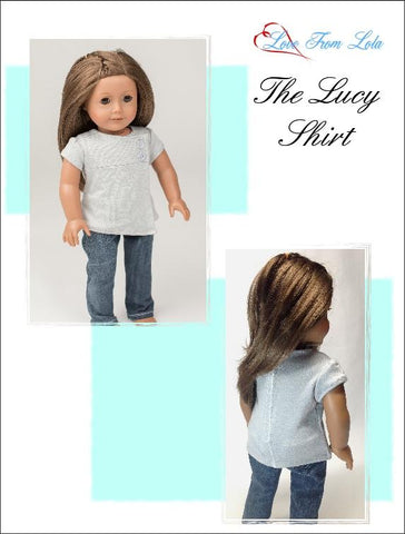 Love From Lola 18 Inch Modern The Lucy Shirt 18" Doll Clothes Pattern Pixie Faire