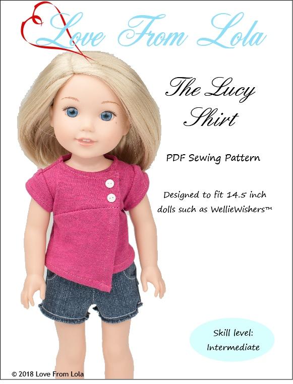 Love From Lola WellieWishers The Lucy Shirt 14.5" Doll Clothes Pattern Pixie Faire