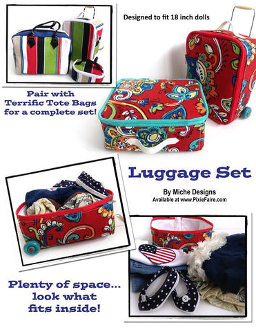 Miche Designs 18 Inch Modern Luggage Set 18" Doll Accessories Pixie Faire