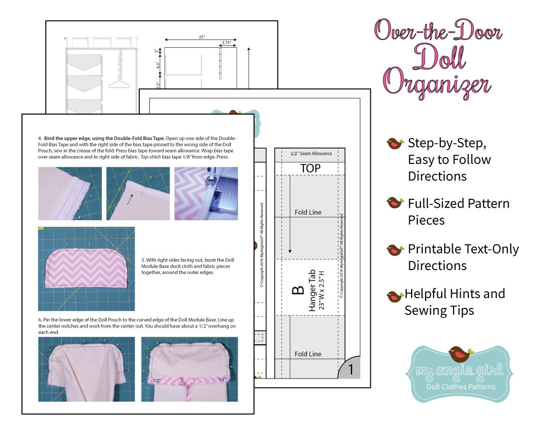My Angie Girl 18 Inch Modern Over-the-Door Doll Organizer 18" Doll Accessories Pixie Faire