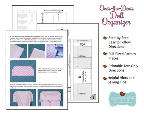 My Angie Girl 18 Inch Modern Over-the-Door Doll Organizer 18" Doll Accessories Pixie Faire