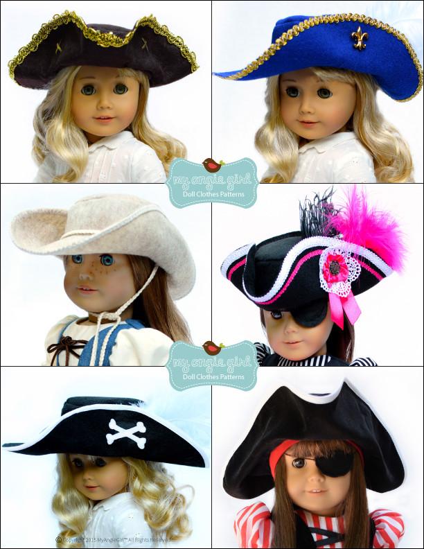 My Angie Girl 18 Inch Modern Pirate Hat Story Book Collection: Toppers 18" Doll Clothes Pixie Faire