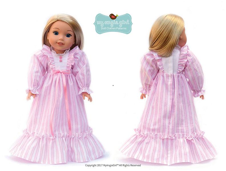 My Angie Girl WellieWishers Ruffled Nightgown 14.5" Doll Clothes Pattern Pixie Faire