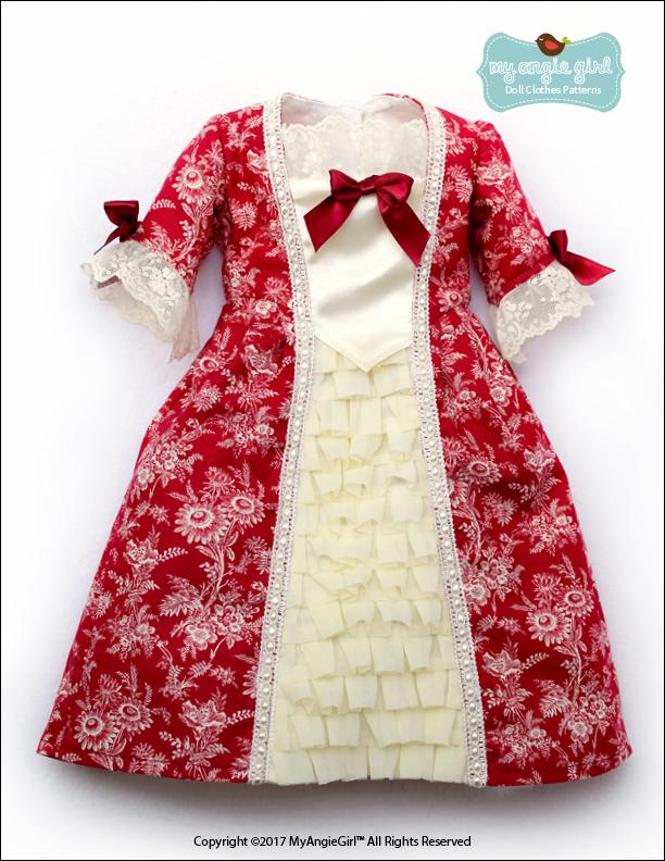 My Angie Girl 18th Century Colonial Gown Doll Clothes Pattern 18