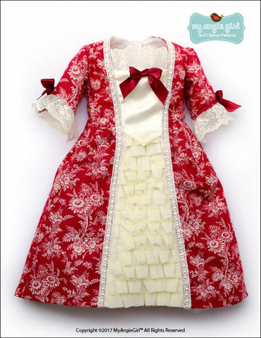 My Angie Girl 18 Inch Historical 18th Century Colonial Gown 18" Doll Clothes Pattern Pixie Faire