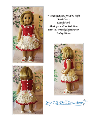 My AG Doll Creations Crochet Darling Dianne Dress 18" Doll Crochet Pattern Pixie Faire