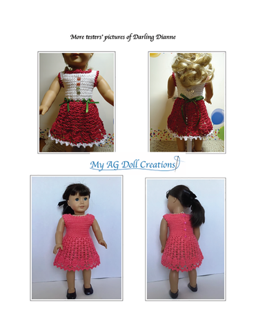 My AG Doll Creations Crochet Darling Dianne Dress 18" Doll Crochet Pattern Pixie Faire