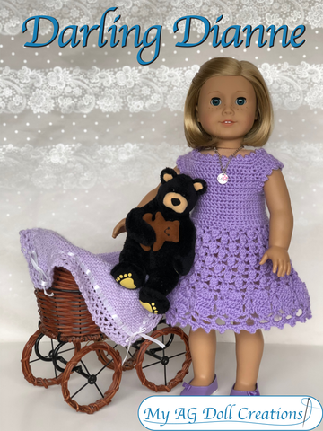 My AG Doll Creations Crochet Darling Dianne Dress 18" Doll Crochet Pattern Pixie Faire