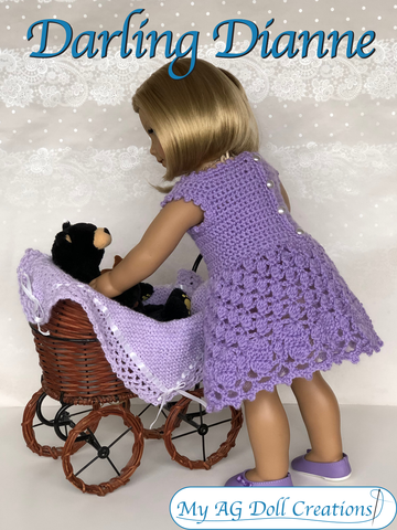 My AG Doll Creations Crochet Darling Dianne Dress 18" Doll Crochet Pattern Pixie Faire