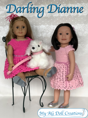 My AG Doll Creations Crochet Darling Dianne Dress 18" Doll Crochet Pattern Pixie Faire