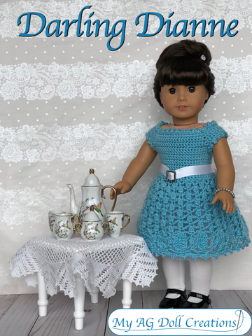 My AG Doll Creations Crochet Darling Dianne Dress 18" Doll Crochet Pattern Pixie Faire