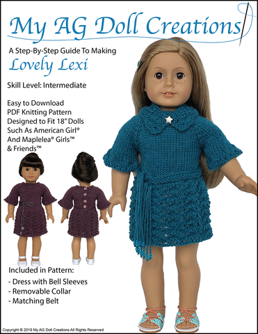 My AG Doll Creations Knitting Lovely Lexi 18" Doll Knitting Pattern Pixie Faire