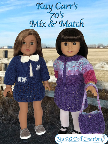 My AG Doll Creations Knitting Kay Carr's '70s Mix and Match 18" Doll Knitting Pattern Pixie Faire