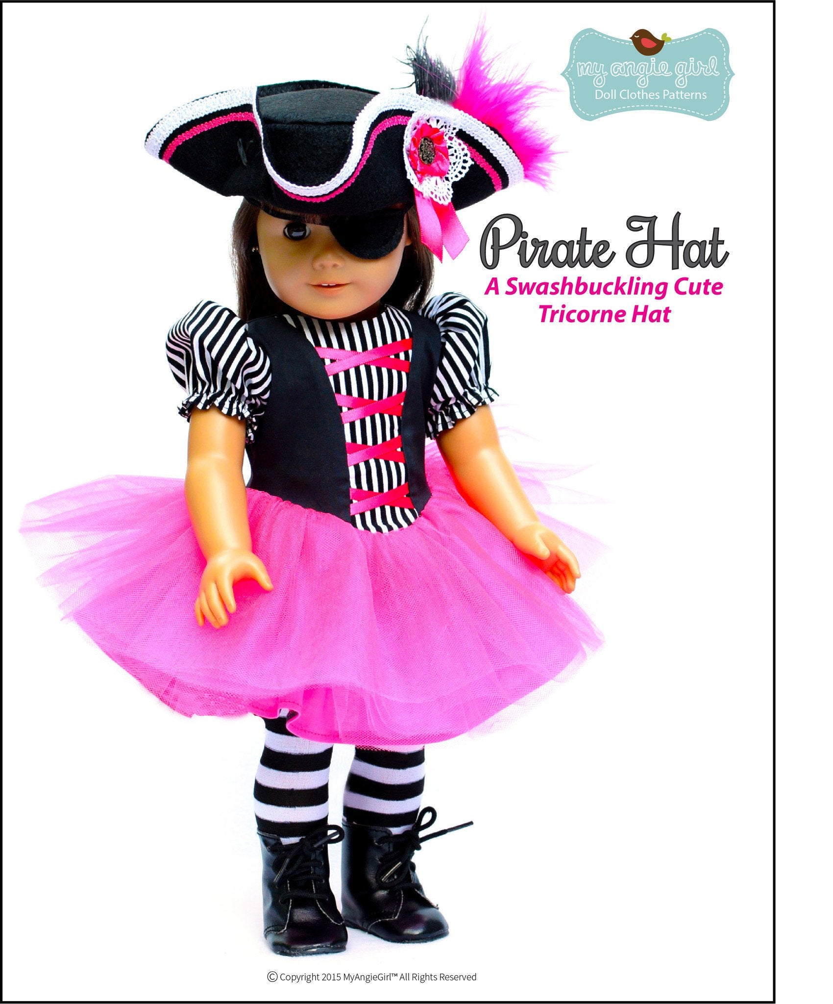 My Angie Girl 18 Inch Modern Pirate Hat Story Book Collection: Toppers 18" Doll Clothes Pixie Faire