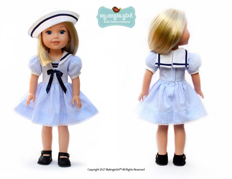 My Angie Girl WellieWishers Sailorette 14.5" Doll Clothes Pattern Pixie Faire