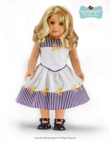 My Angie Girl 18 Inch Modern The Lovely V-Waist Dress 18" Doll Clothes Pattern Pixie Faire