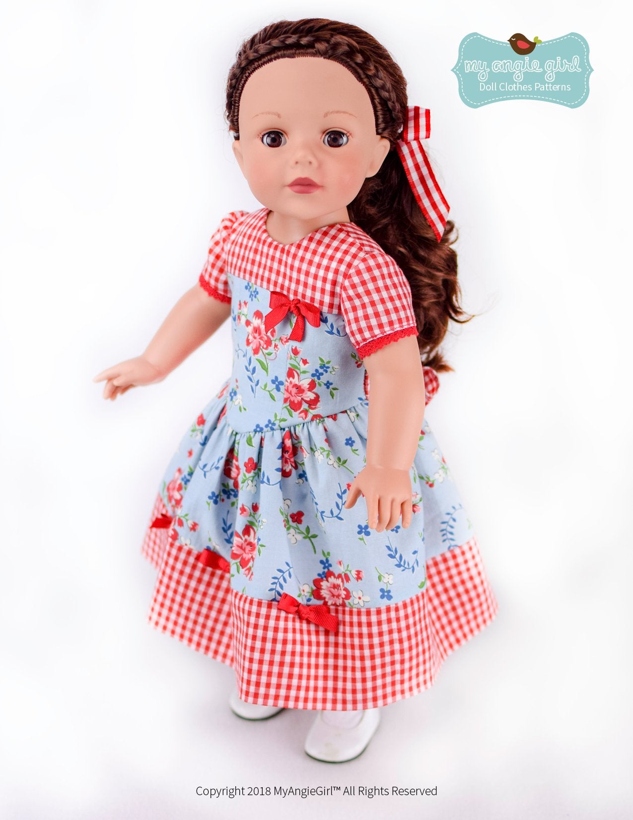 My Angie Girl 18 Inch Modern The Lovely V-Waist Dress 18" Doll Clothes Pattern Pixie Faire