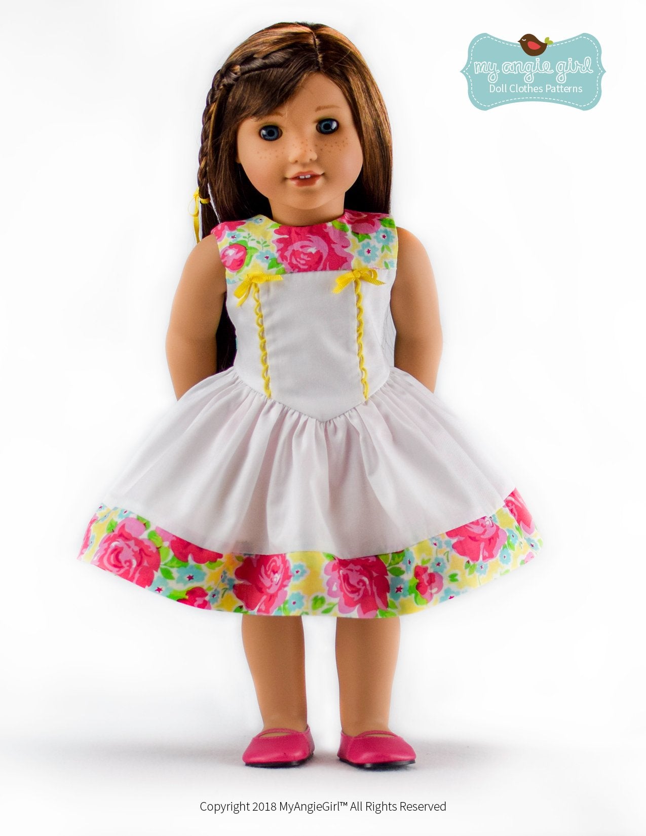 My Angie Girl 18 Inch Modern The Lovely V-Waist Dress 18" Doll Clothes Pattern Pixie Faire