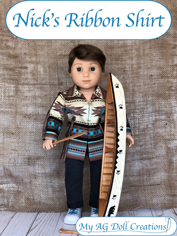 My AG Doll Creations 18 Inch Boy Doll Nick's Ribbon Shirt 18" Doll Clothes Pattern Pixie Faire