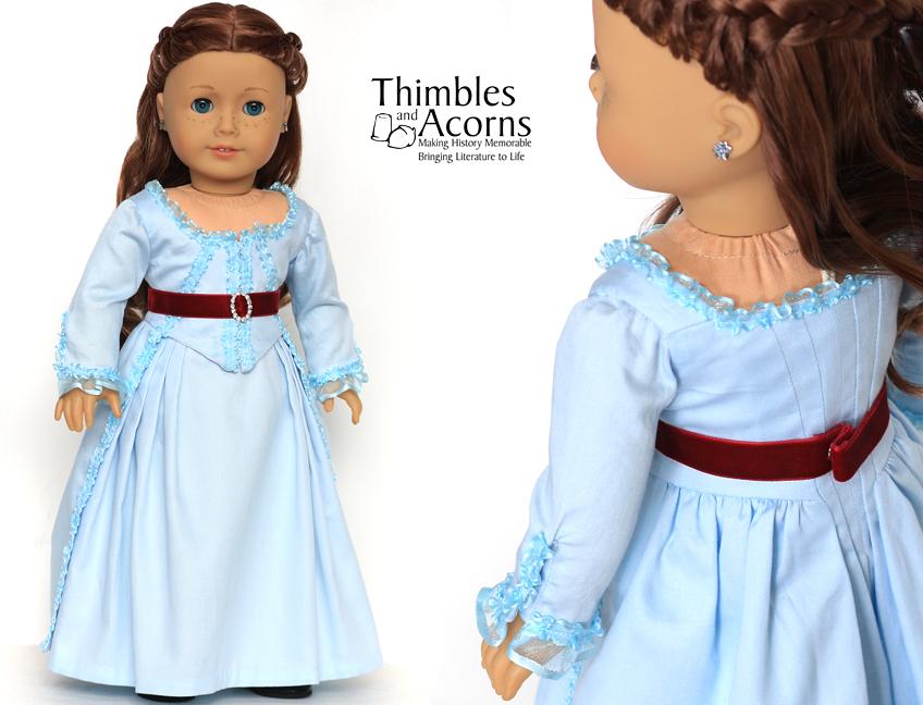 Thimbles and Acorns 18 Inch Historical Marie Antoinette Zone Front Gown 18" Doll Clothes Pixie Faire