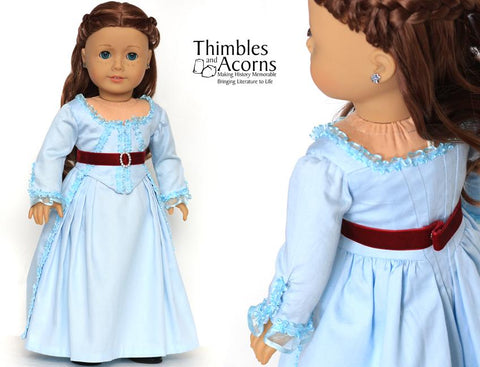 Thimbles and Acorns 18 Inch Historical Marie Antoinette Zone Front Gown 18" Doll Clothes Pixie Faire
