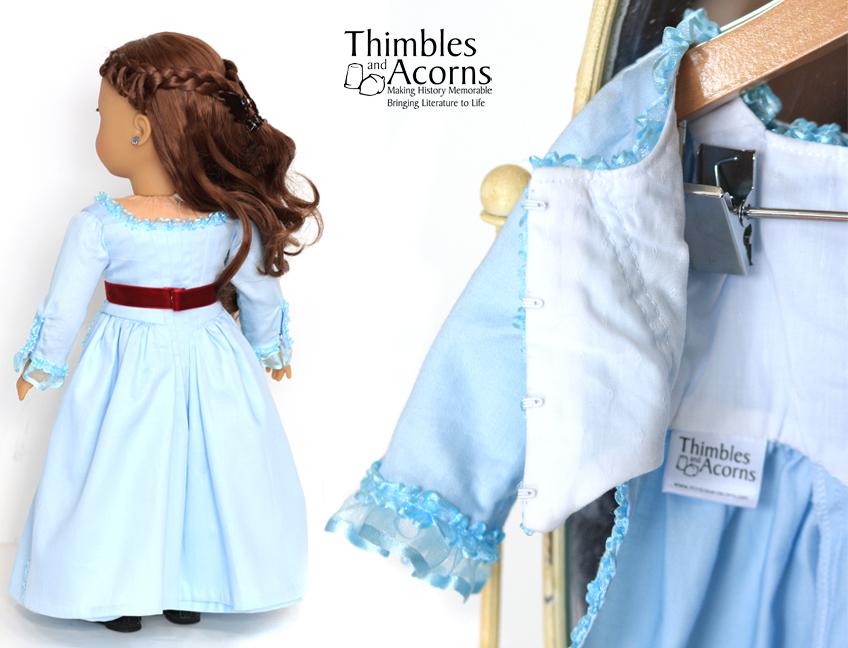 Thimbles and Acorns 18 Inch Historical Marie Antoinette Zone Front Gown 18" Doll Clothes Pixie Faire