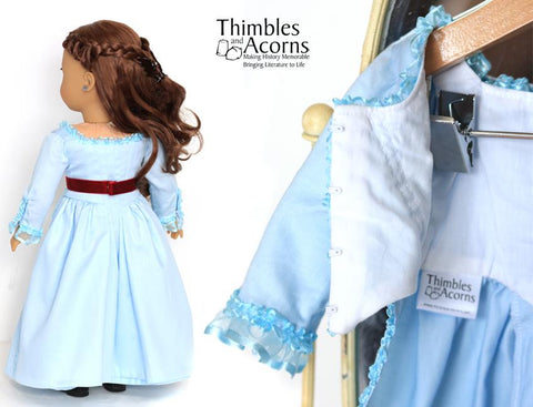 Thimbles and Acorns 18 Inch Historical Marie Antoinette Zone Front Gown 18" Doll Clothes Pixie Faire