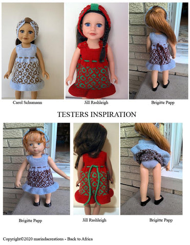 Marinda Creations Gotz 19 Inch Back To Africa SLIM 18-19" Doll Clothes Knitting Pattern Pixie Faire