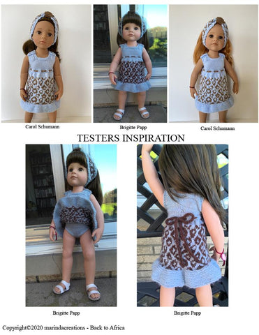 Marinda Creations Gotz 19 Inch Back To Africa SLIM 18-19" Doll Clothes Knitting Pattern Pixie Faire