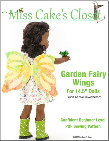 Miss Cake's Closet WellieWishers Garden Fairy Wings 13-14.5" Doll Accessory Pattern Pixie Faire