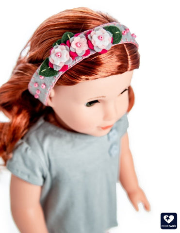 Miss Cake's Closet 18 Inch Modern Felt Flower Headbands 14 to 18 Inch Doll Accessory Pattern Pixie Faire