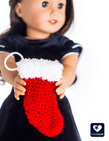 Melinda's Closet Finds Crochet Crocheted Christmas Stocking 18" Doll Crochet Pattern Pixie Faire