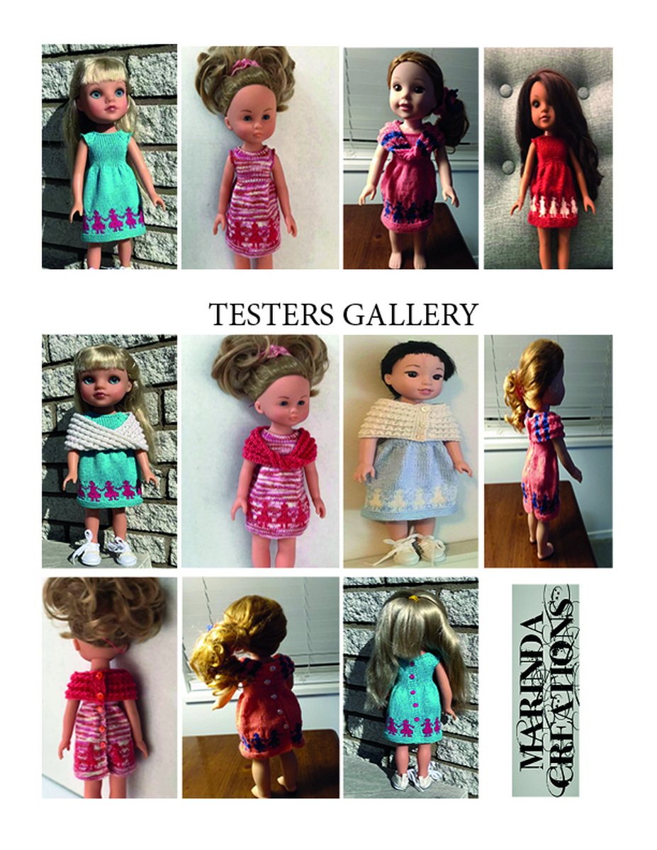 Marinda Creations WellieWishers Dolly Chain 13-14.5" Doll Clothes Knitting Pattern Pixie Faire