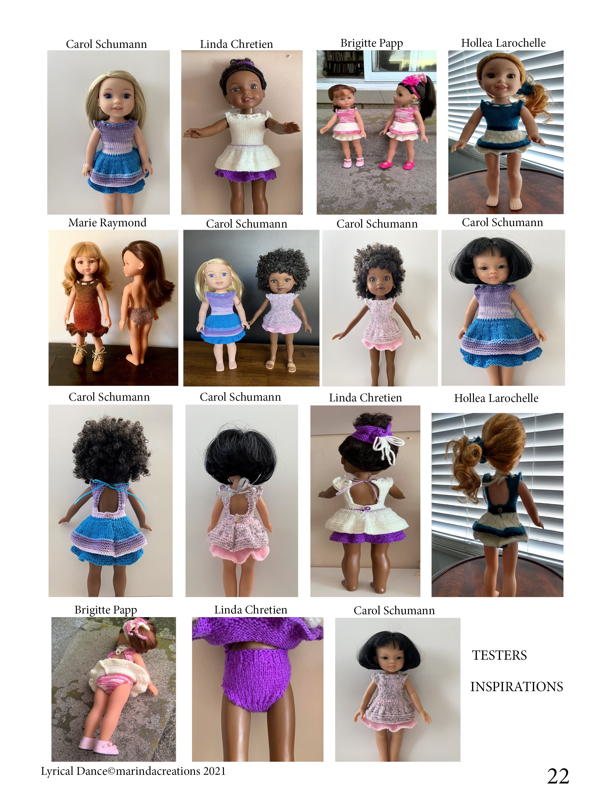 Marinda Creations WellieWishers Lyrical Dance 13-14.5" Doll Clothes Knitting Pattern Pixie Faire