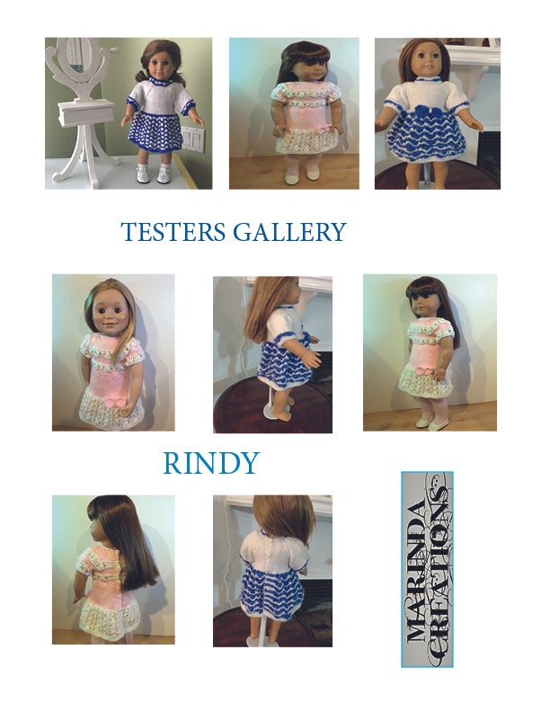 Marinda Creations Knitting Rindy 18" Doll Knitting Pattern Pixie Faire