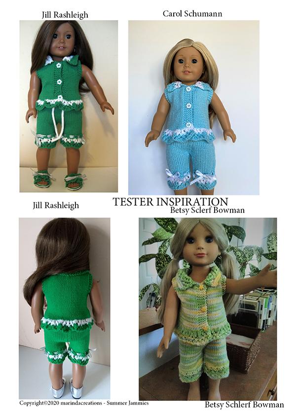 Marinda Creations Knitting Summer Jammies 18" Doll Clothes Knitting Pattern Pixie Faire