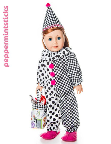 Peppermintsticks 18 Inch Modern Clownin' Around! 18" Doll Clothes Pattern Pixie Faire