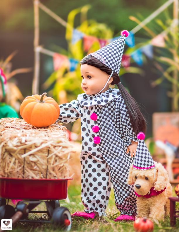 Peppermintsticks 18 Inch Modern Clownin' Around! 18" Doll Clothes Pattern Pixie Faire