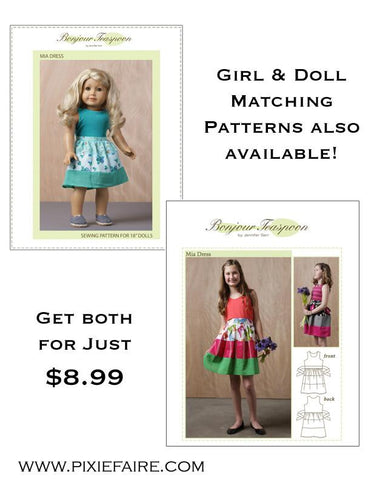 Bonjour Teaspoon 18 Inch Modern Mia Dress 18" Doll Clothes Pattern Pixie Faire