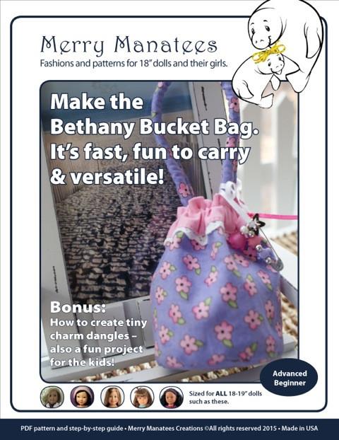 Merry Manatees 18 Inch Modern Bethany Bucket Bag 18" Doll Accessories Pixie Faire