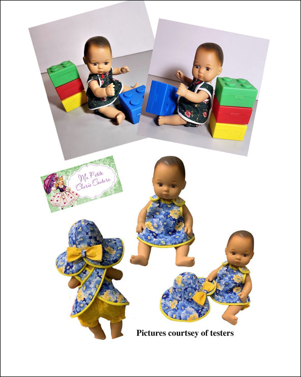 Mon Petite Cherie Couture 8" Baby Dolls Xanthe 3-Piece Outfit 8" Baby Doll Clothes Pattern Pixie Faire