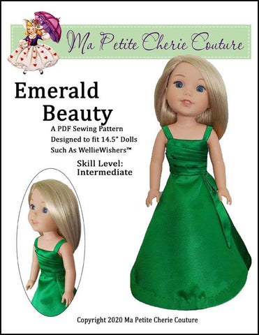 Mon Petite Cherie Couture WellieWishers Emerald Beauty Dress 14.5" Doll Clothes Pattern Pixie Faire