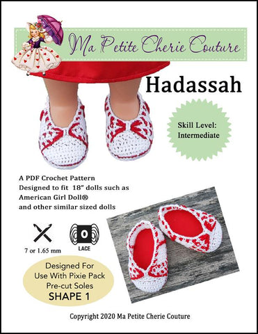Mon Petite Cherie Couture Crochet Hadassah 18" Doll Shoe Crochet Pattern Pixie Faire