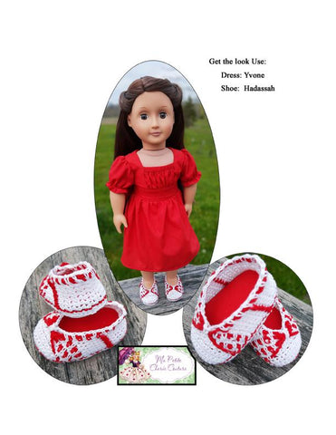 Mon Petite Cherie Couture Crochet Hadassah 18" Doll Shoe Crochet Pattern Pixie Faire