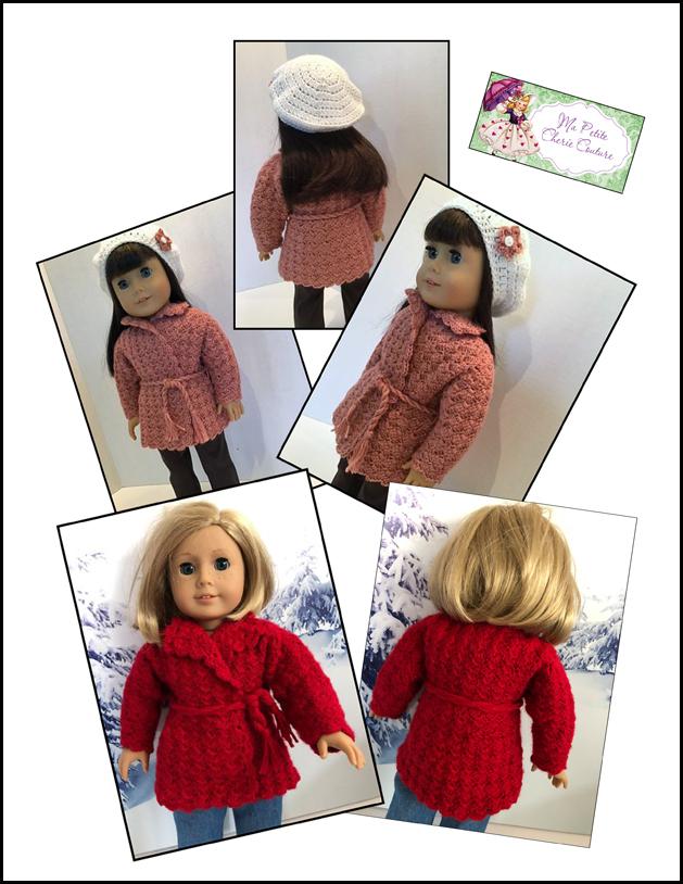Mon Petite Cherie Couture Crochet Justine Coat 18" Doll Clothes Crochet Pattern Pixie Faire