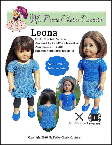 Mon Petite Cherie Couture Crochet Leona 18" Doll Clothes Crochet Pattern Pixie Faire