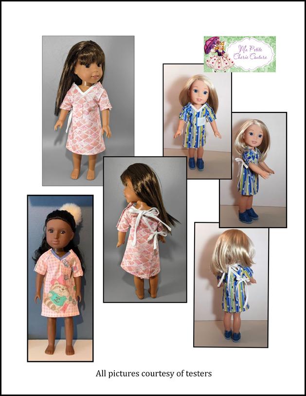 Mon Petite Cherie Couture WellieWishers Medical Gown 14-15" Doll Clothes Pattern Pixie Faire